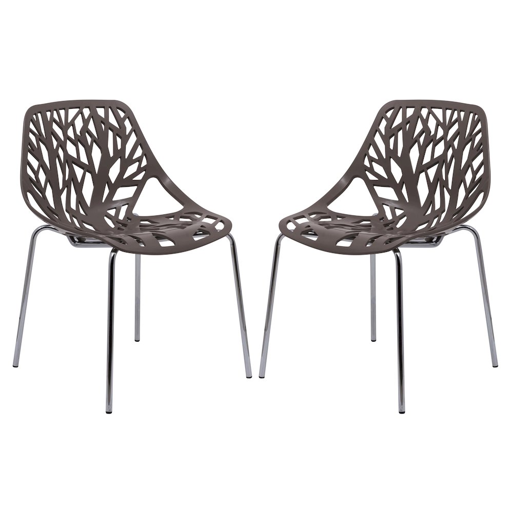 Modern Asbury Dining Chair w/ Chromed Legs, Set of 2. Picture 1