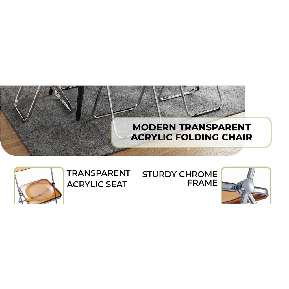 Lawrence Acrylic Folding Chair With Metal Frame. Picture 21