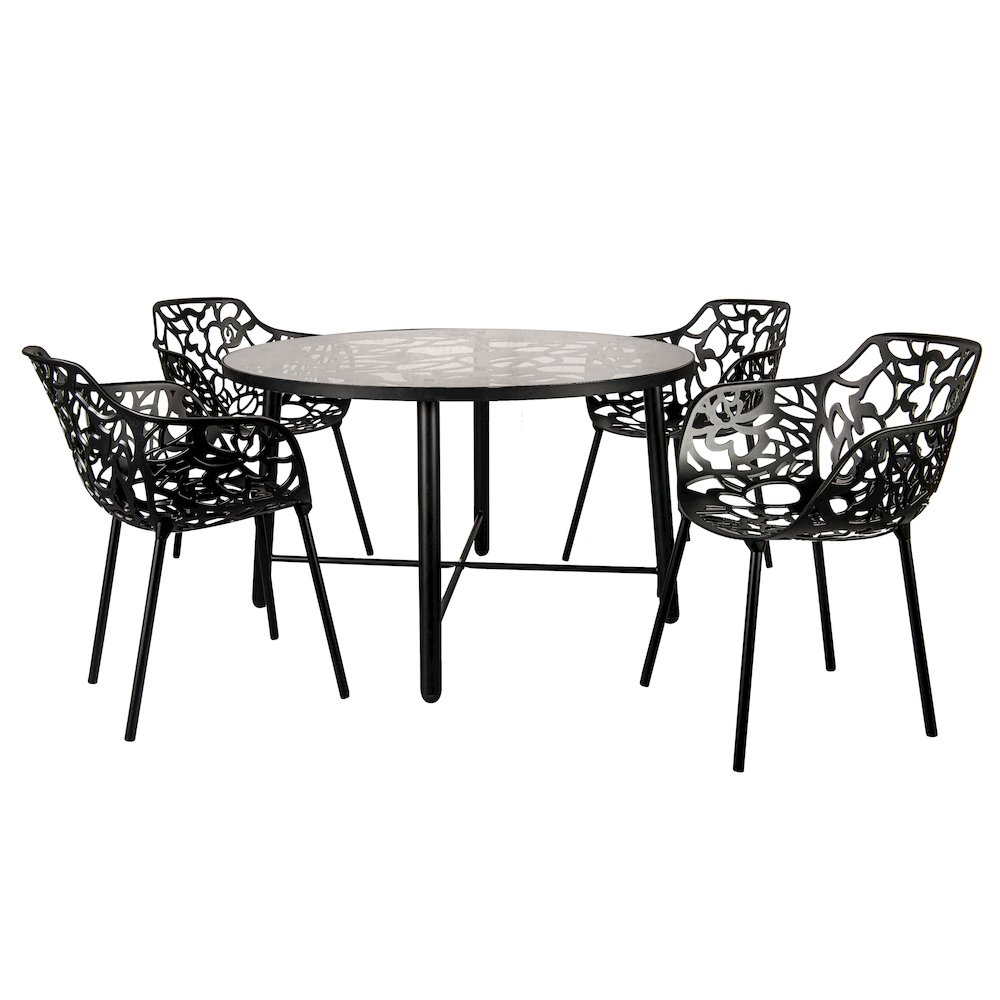 Devon Tree Design Glass Top Aluminum Base Indoor Outdoor Dining Table. Picture 3