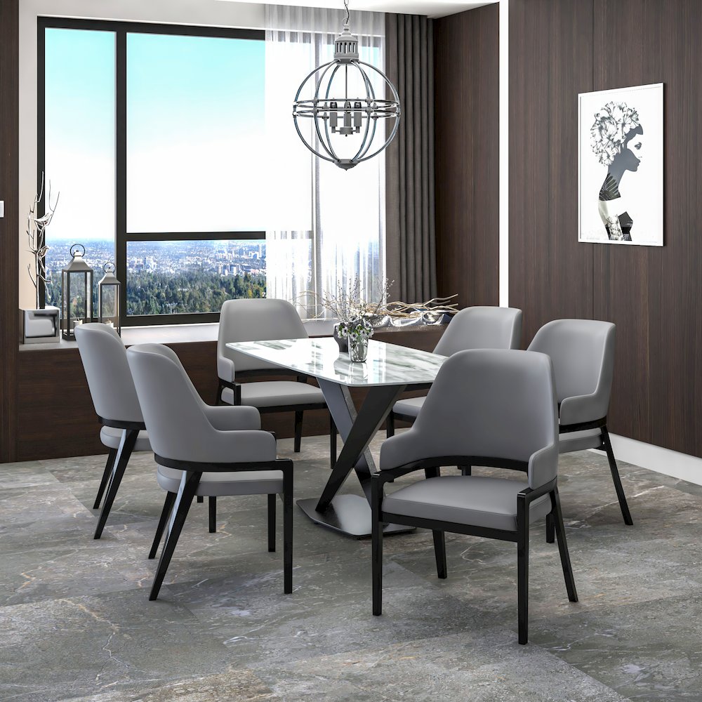 Ethora Collection Modern Wooden Dining Chair in Grey. Picture 9
