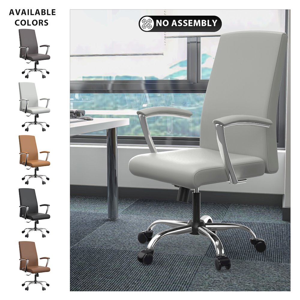 Evander Series Office Chair in White Leather. Picture 2