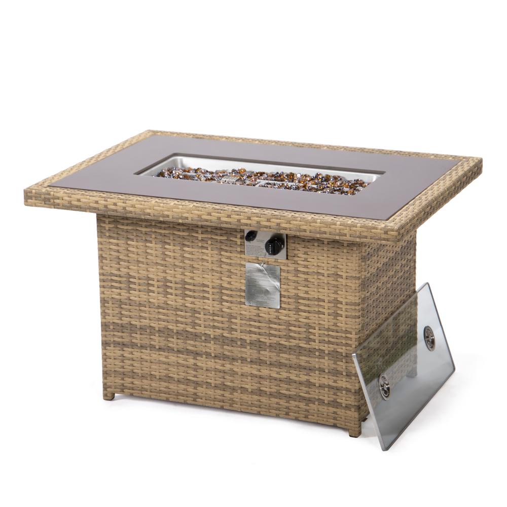 Mace Wicker Patio Modern Propane Fire Pit Table. Picture 9