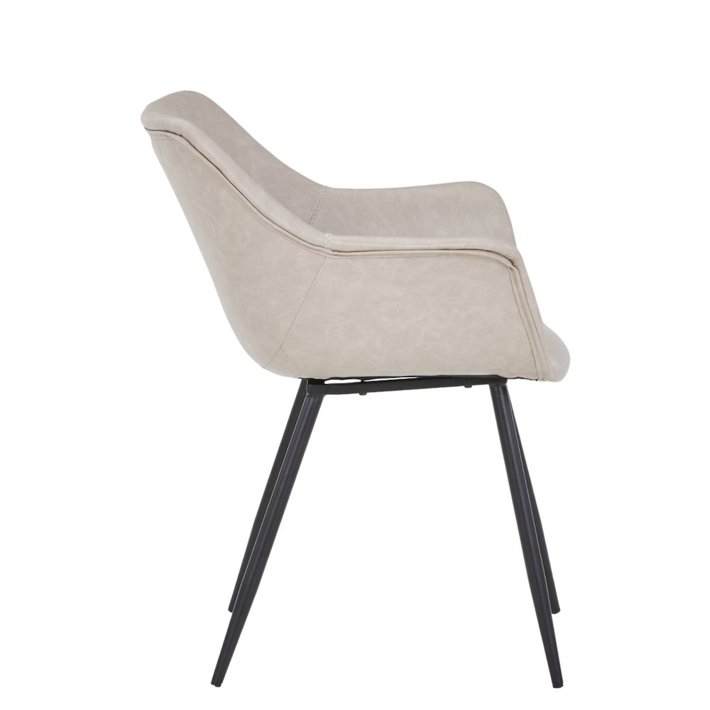 Markley Modern Leather Dining Arm Chair With Metal Legs. Picture 8