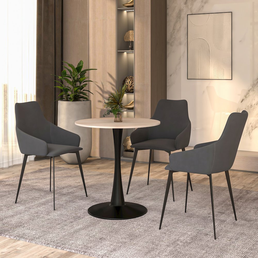 Bristol 24" round dining table Black base with marbled MDF top. Picture 1