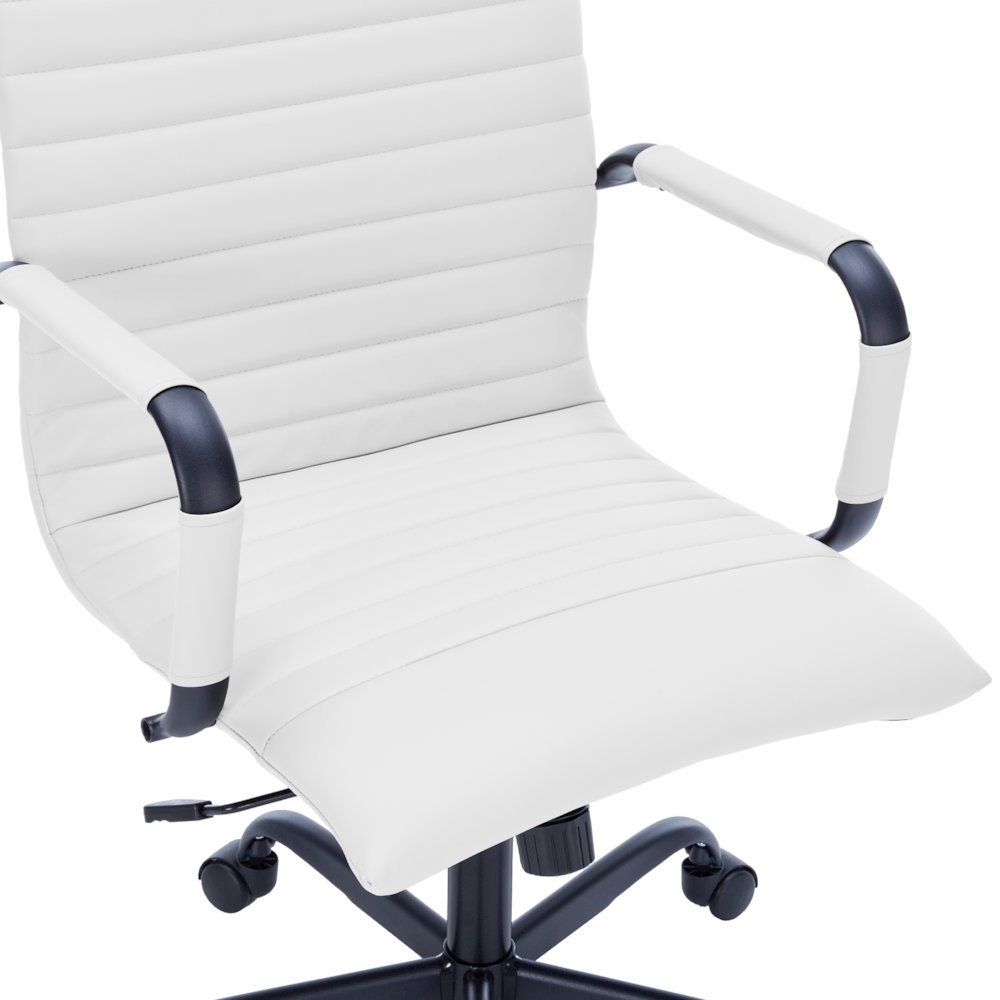 Harris Leather Home High-Back Office Chair in White With Black Frame. Picture 17