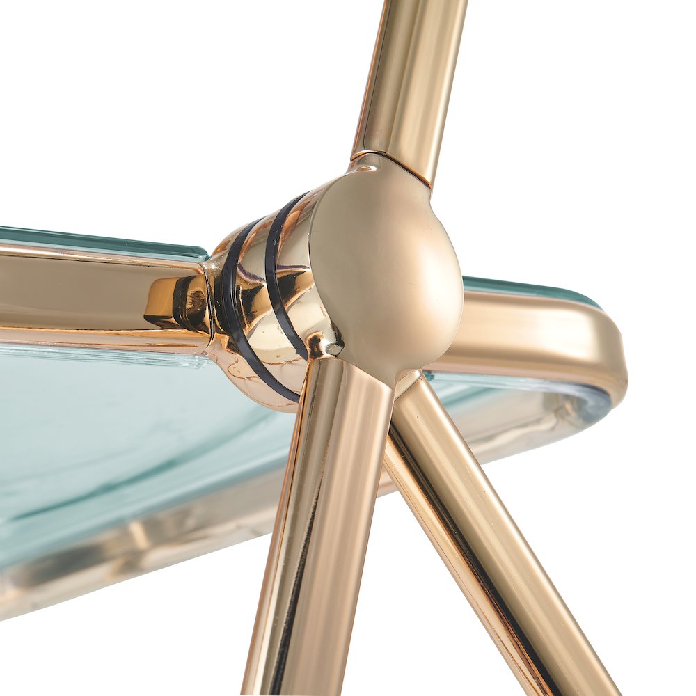 Lawrence Acrylic Folding Chair With Gold Metal Frame, Set of 4. Picture 13