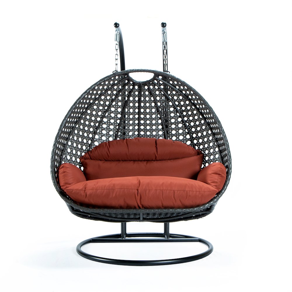 Charcoal Wicker Hanging 2 person Egg Swing Chair. Picture 9