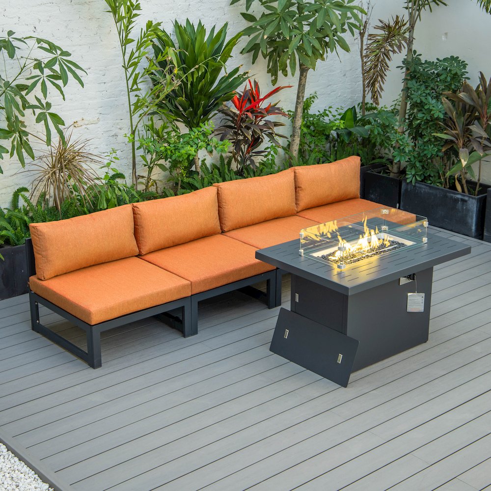 Chelsea 5-Piece Middle Patio Chairs and Fire Pit Table. Picture 6