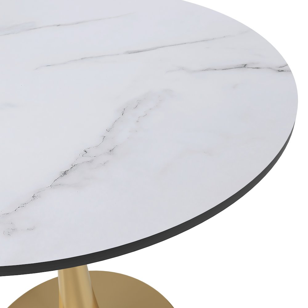 Bristol 24" round dining table Gold base with marbled MDF top. Picture 29