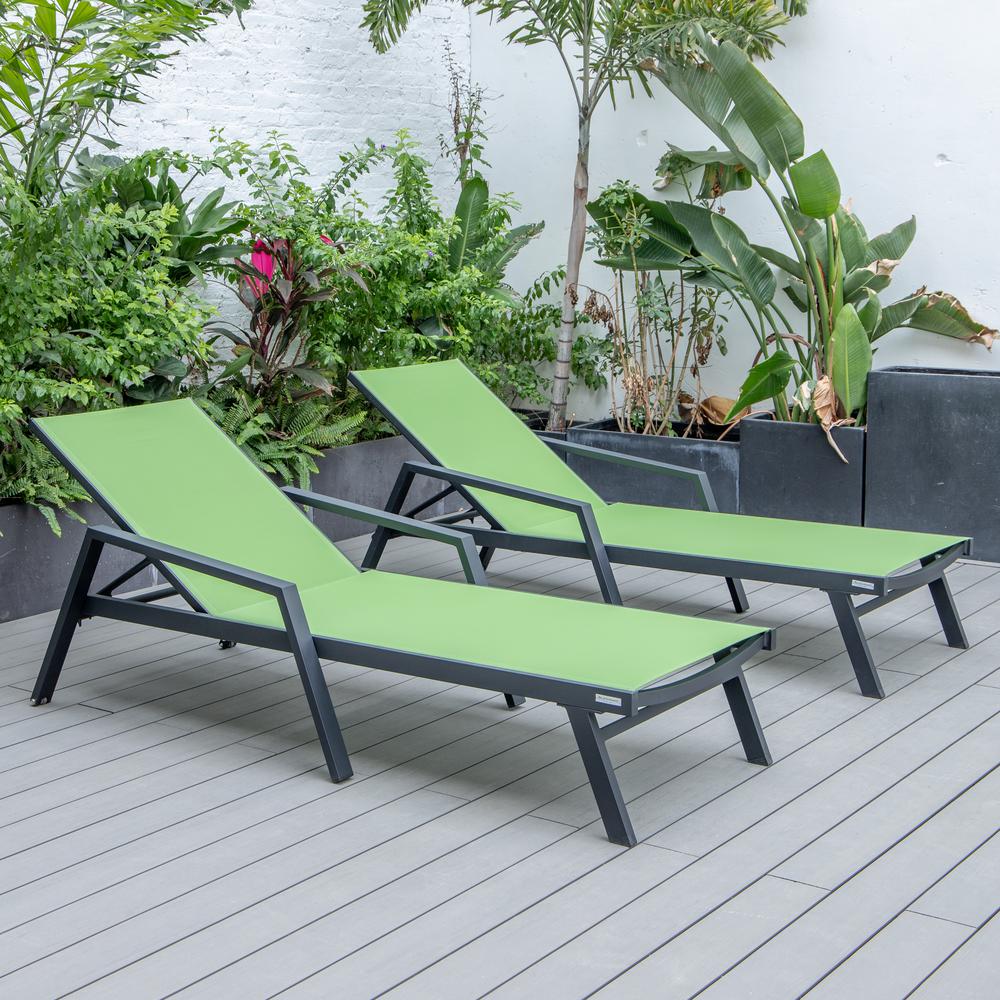 Lounge Chair With Armrests in Black Aluminum Frame, Set of 2. Picture 14