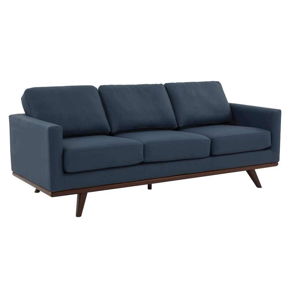 Chester Modern Leather Sofa With Birch Wood Base. Picture 1