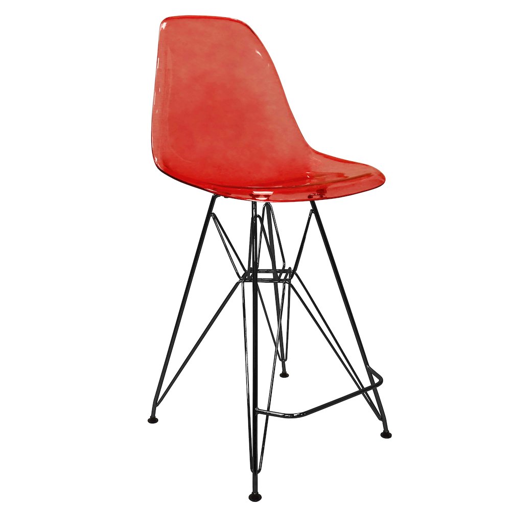 Modern Acrylic Bar stool Cresco Collection Black Base with Trans Red seat. Picture 19