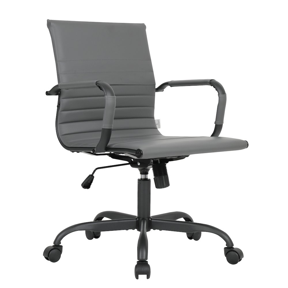 Harris Leather Home Office Chair in Grey With Black Frame. Picture 22