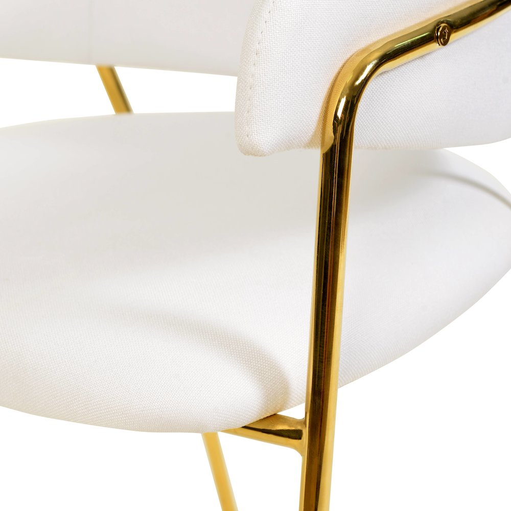 Axis Collection Modern Gold Dining Chair in White - Set of 2. Picture 12