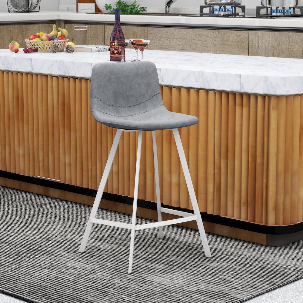 Elland - Counter stool -Light Grey- White base. Picture 11