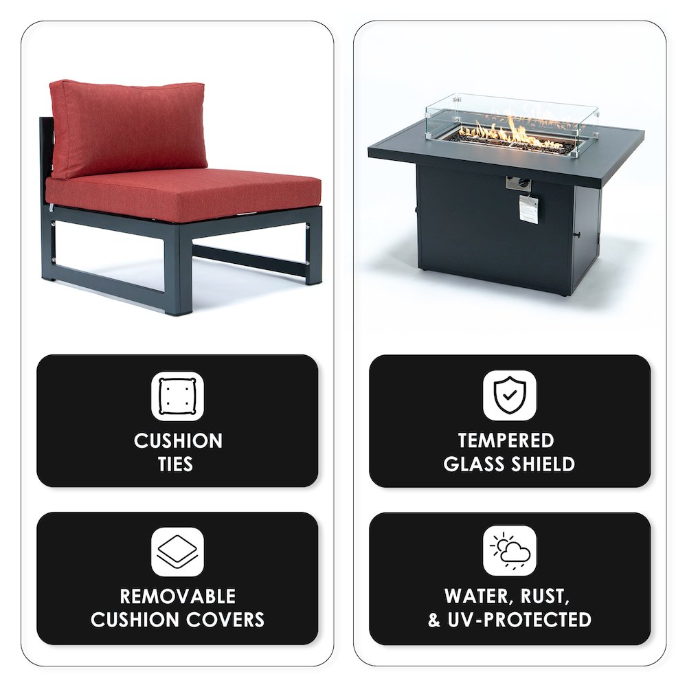 Chelsea 5-Piece Middle Patio Chairs and Fire Pit Table. Picture 2