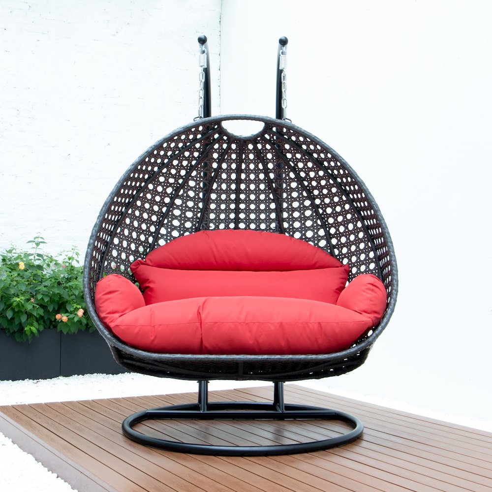 Charcoal Wicker Hanging 2 person Egg Swing Chair. Picture 4