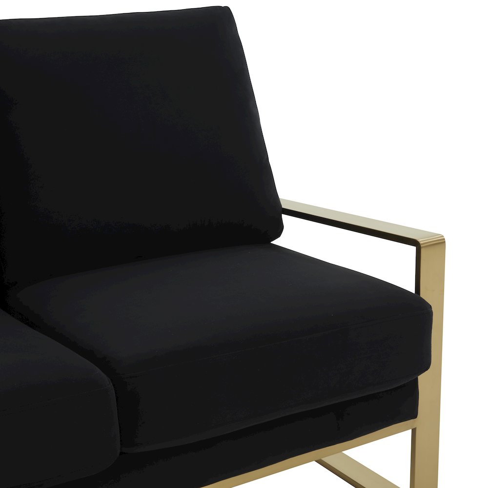 Jefferson Contemporary Modern Velvet Loveseat With Gold Frame. Picture 6