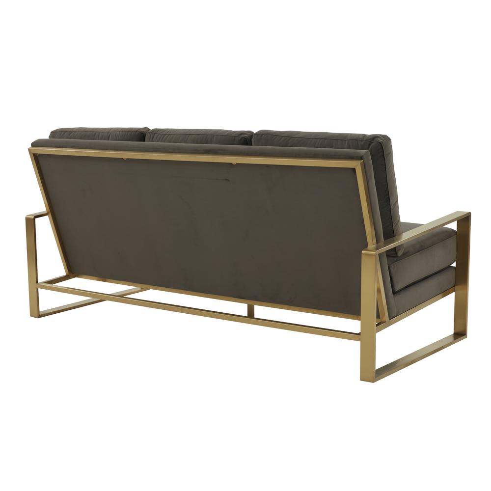 LeisureMod Jefferson Contemporary Modern Design Velvet Sofa With Gold Frame., Dark Grey. Picture 6