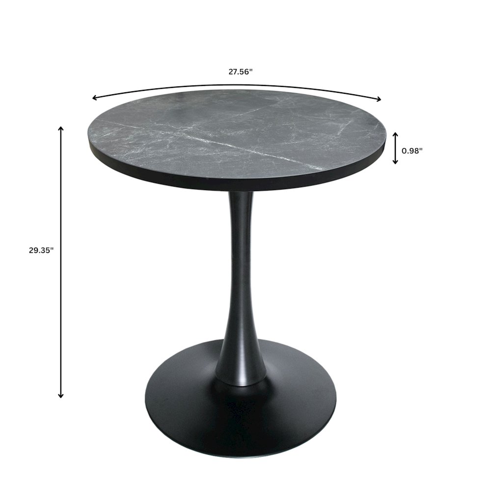 Bristol Dining table, Black Base with 27 Round Marbleized Black MDF top. Picture 11