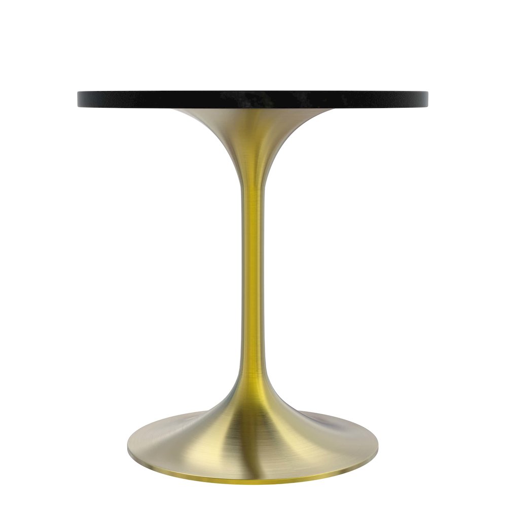 Verve Collection 27" Round Dining Table, Brushed Gold Base with Black MDF Top. Picture 17