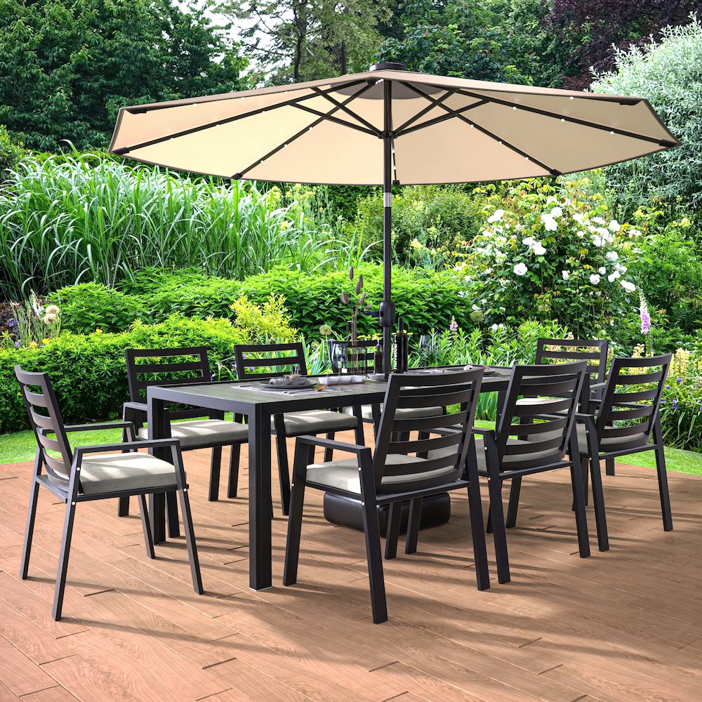 Chelsea Modern Patio Dining Armchair in Aluminum with Removable Cushions. Picture 28