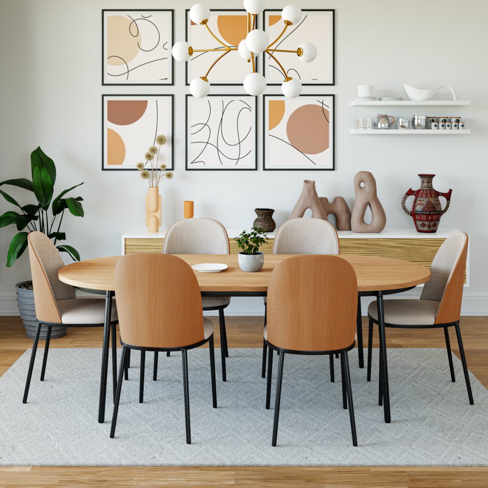 Tule Mid-Century Modern Dining Side Chair Set of 4. Picture 2