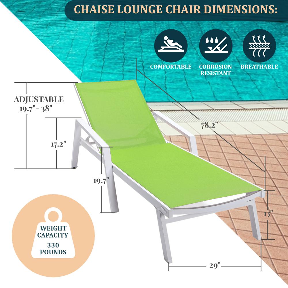 White Aluminum Outdoor Patio Chaise Lounge Chair With Arms. Picture 27