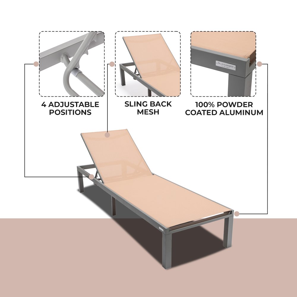 Marlin Patio Chaise Lounge Chair With Grey Aluminum Frame. Picture 6