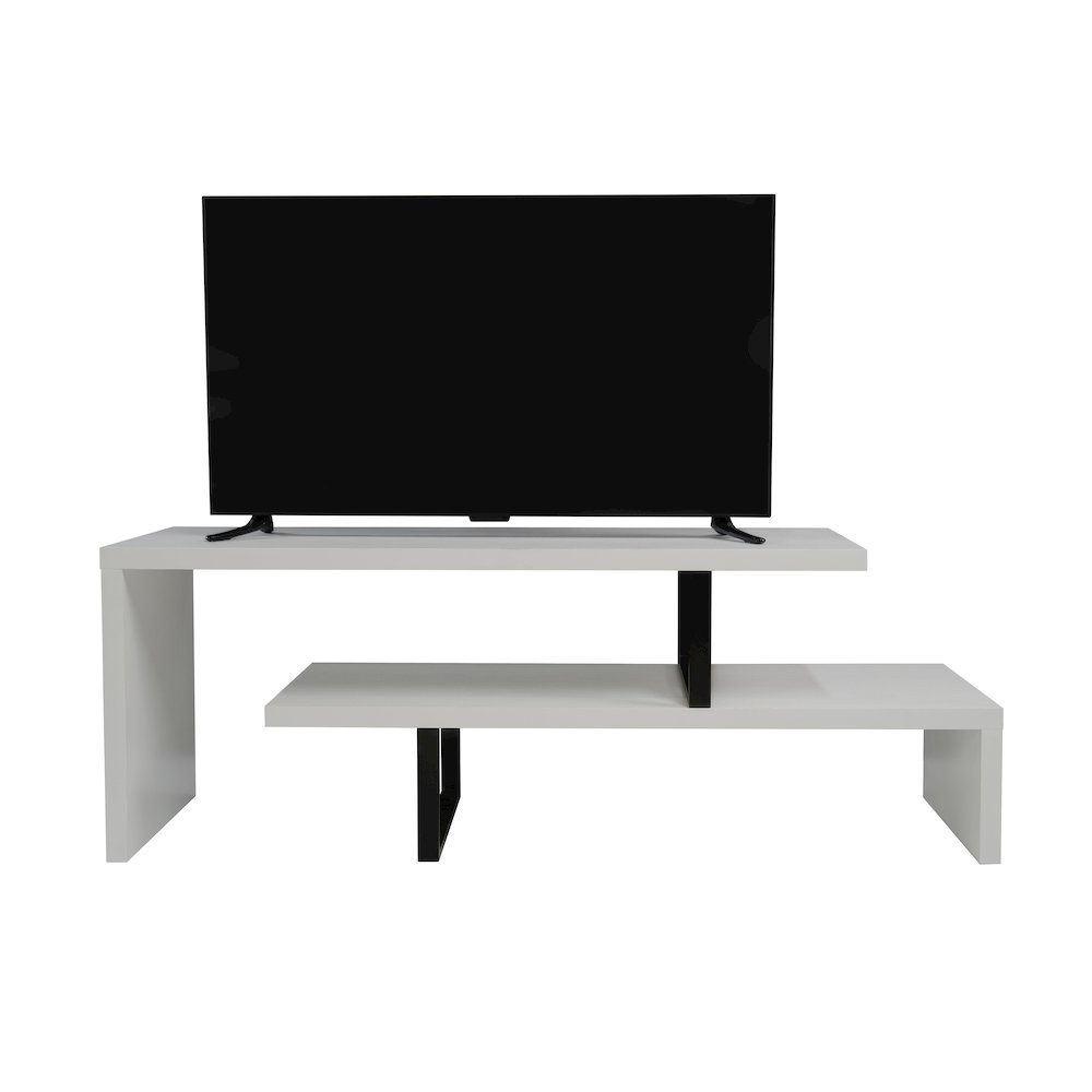 Orford Mid-Century Modern TV Stand in White. Picture 5