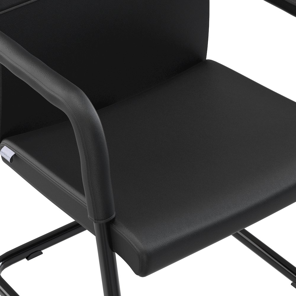Evander Office Guest Chair in Black Leather. Picture 21