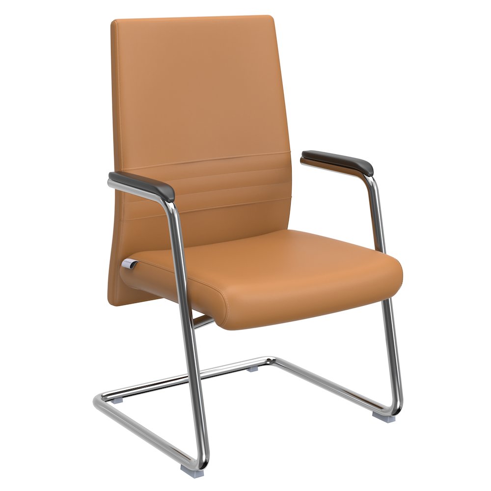 Aleen Series Guest Office Chair In Acorn Brown Leather. Picture 28