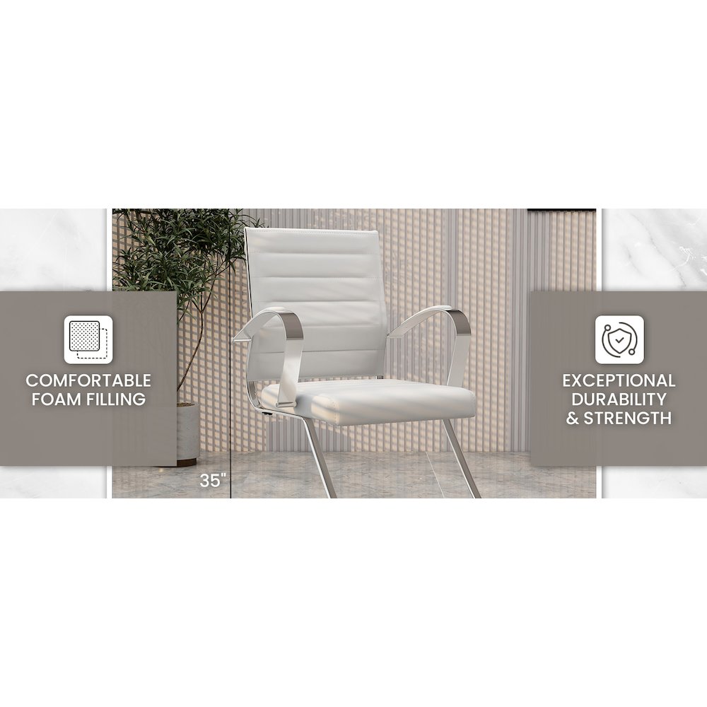 Benmar Home Leather Guest Office Chair in White. Picture 5