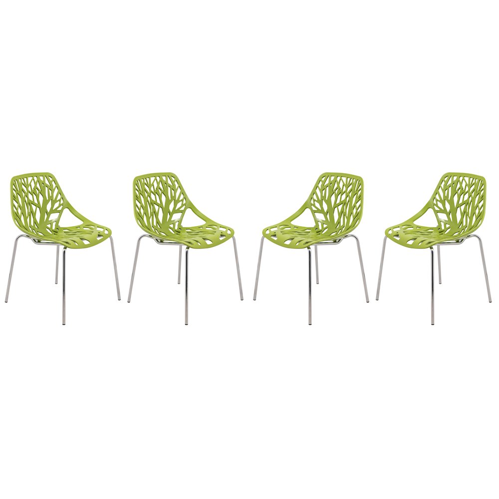 Modern Asbury Dining Chair w/ Chromed Legs, Set of 4. Picture 10