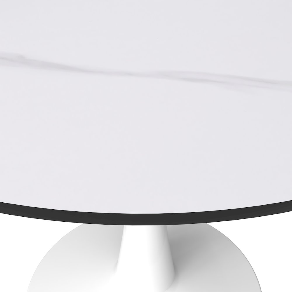 Bristol 40" round dining table White base with White Sintered stone Top. Picture 16