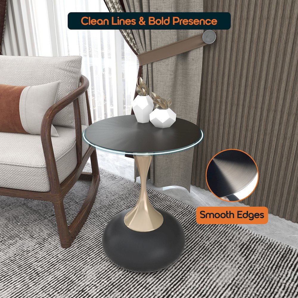 Savoy Collection Modern End Table In Matt Black. Picture 14