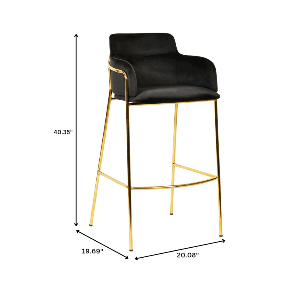 Axis Collection Modern Gold Bar height Chair in Black. Picture 14