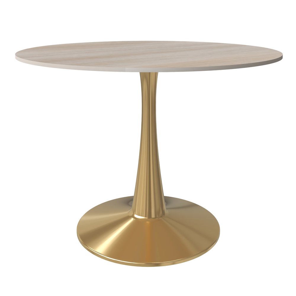 Bristol 40" round dining table Gold base with marbled MDF top. Picture 3