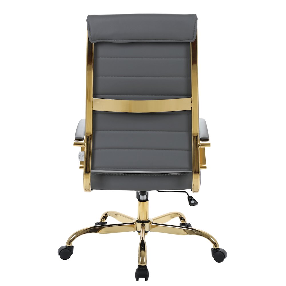 Benmar High-Back Leather Office Chair With Gold Frame. Picture 6