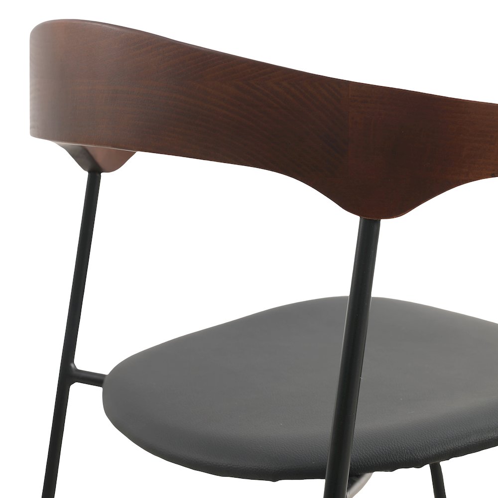 Lyra Collection Modern Chair in Black Walnut Color back and Black Seat. Picture 14