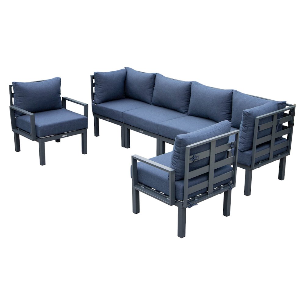 Chelsea 6-Piece Patio Sectional Black Aluminum With Cushions. Picture 9
