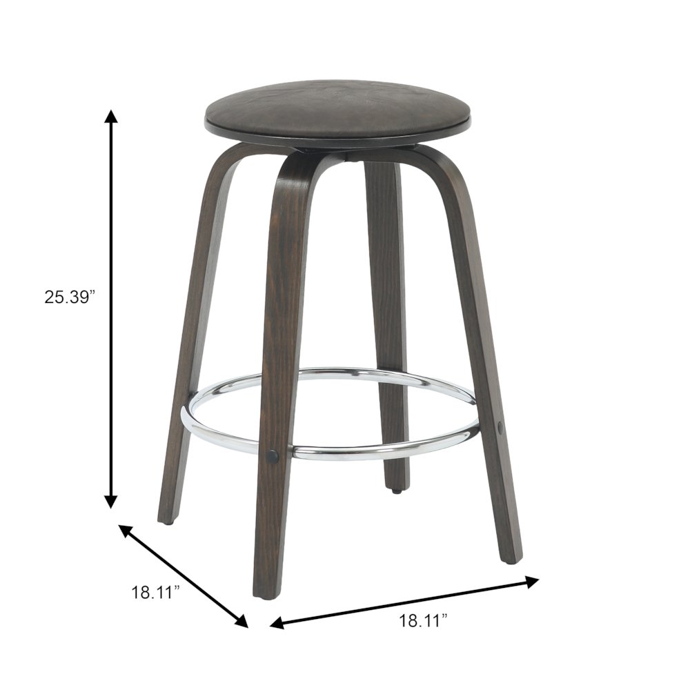 Wooden Counter Stool Pelya Collection Modern Style Walnut Glazed color in Brown. Picture 16