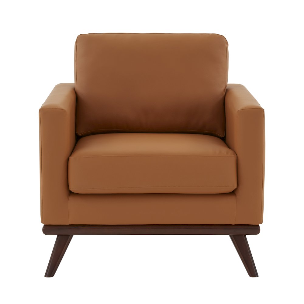 Chester Modern Leather Accent Arm Chair With Birch Wood Base. Picture 9