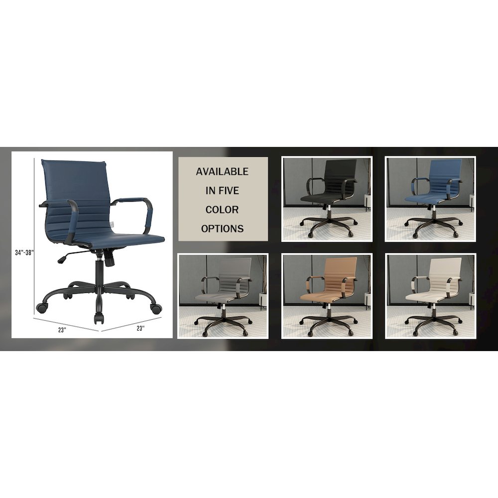 Harris Leather Office Chair in Blue With Black Frame. Picture 6