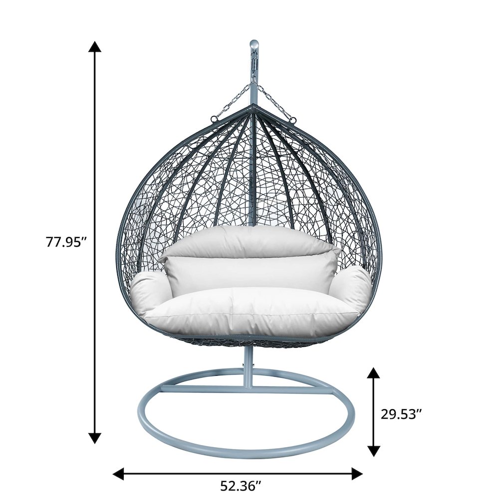 Recluse Collection Modern Outdoor Swing Chair Grey Frame with ES57 White Cushion. Picture 12