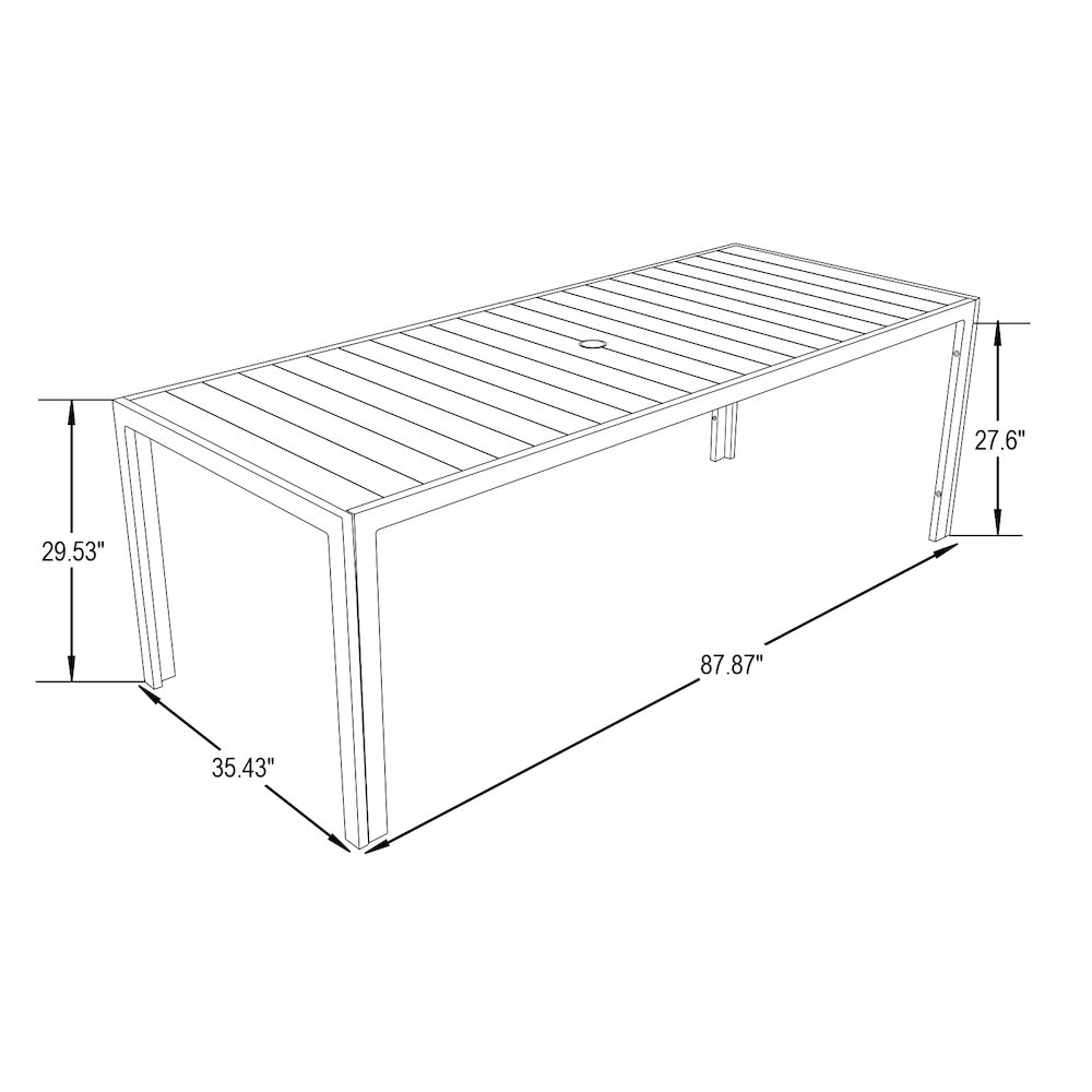 Chelsea Aluminum Outdoor 87" Dining Table in Black. Picture 14
