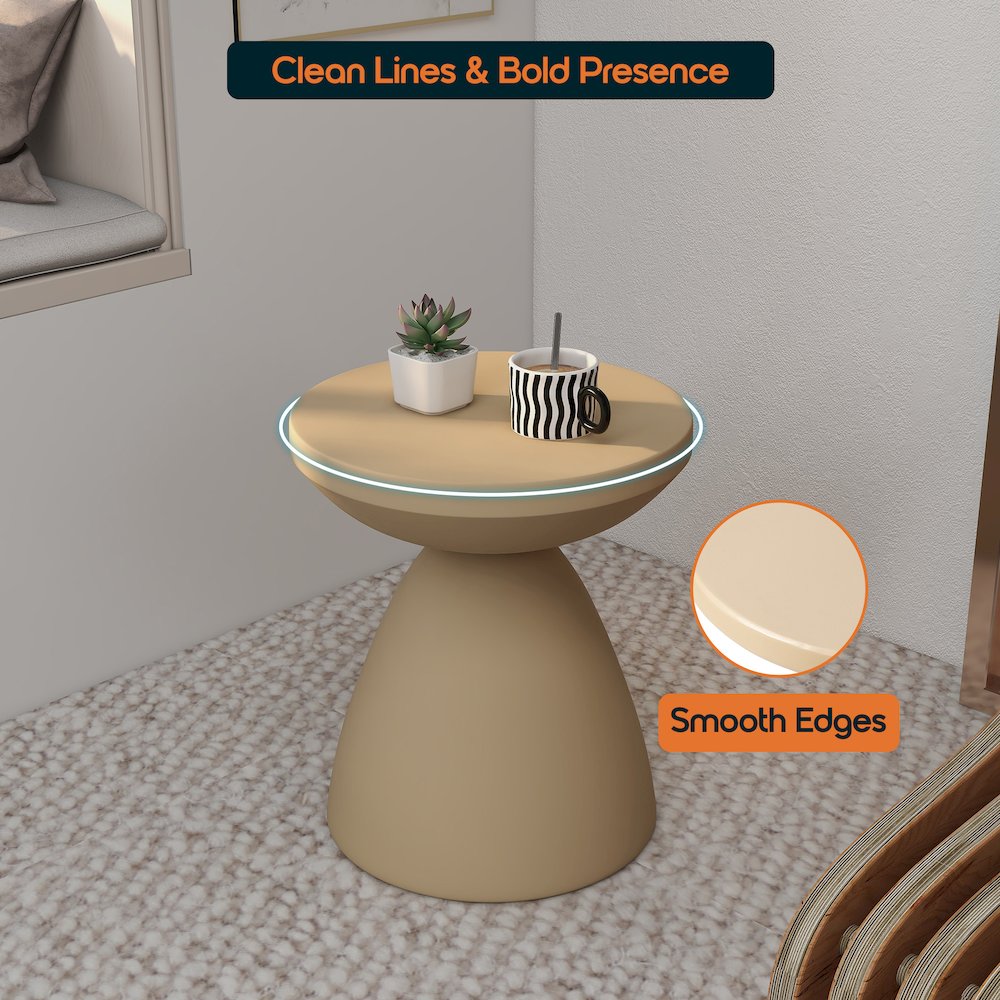 Dune Collection Fiberglass Outdoor Side Table in Beige. Picture 6