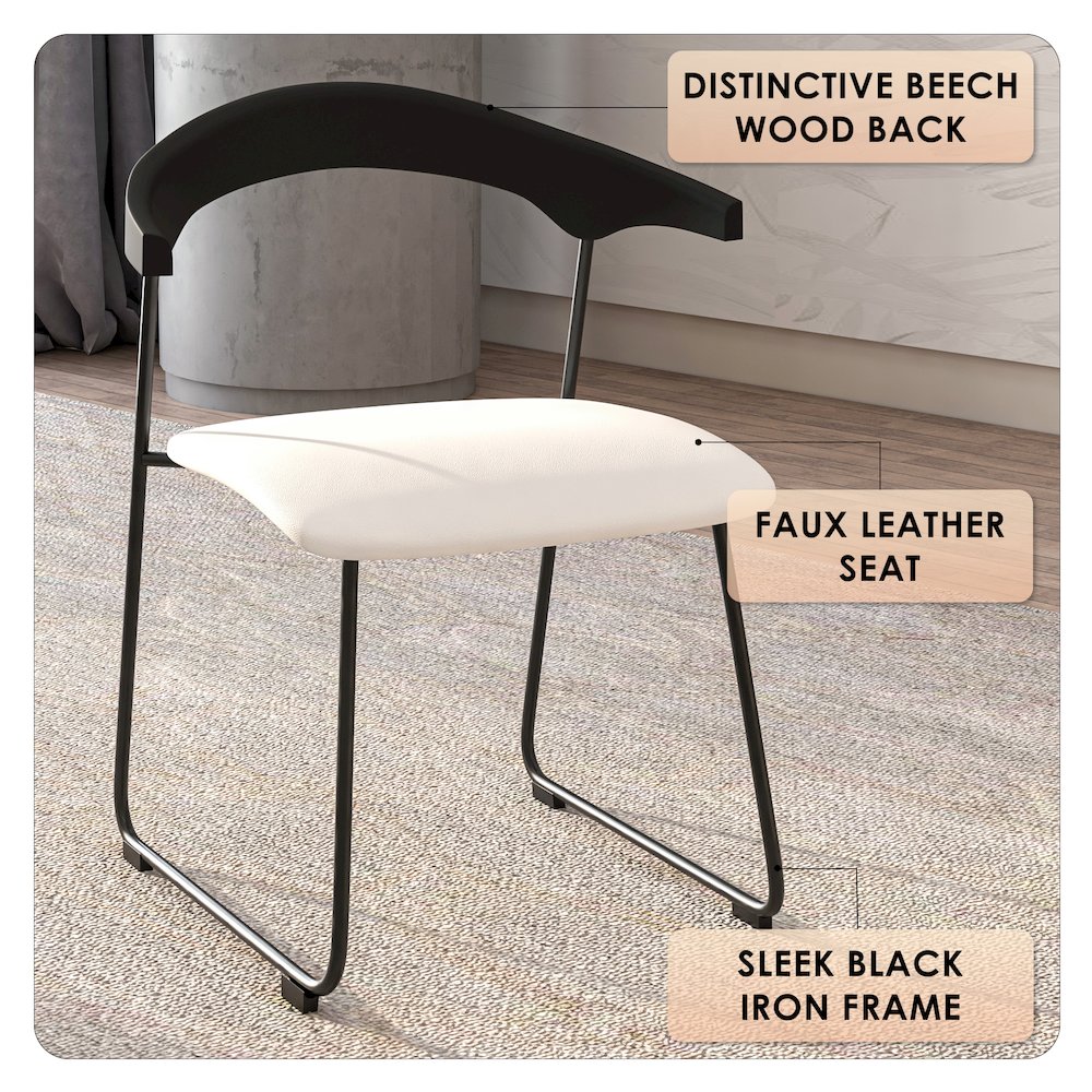 Lyra Collection Modern Chair in Black back and White Seat. Picture 19