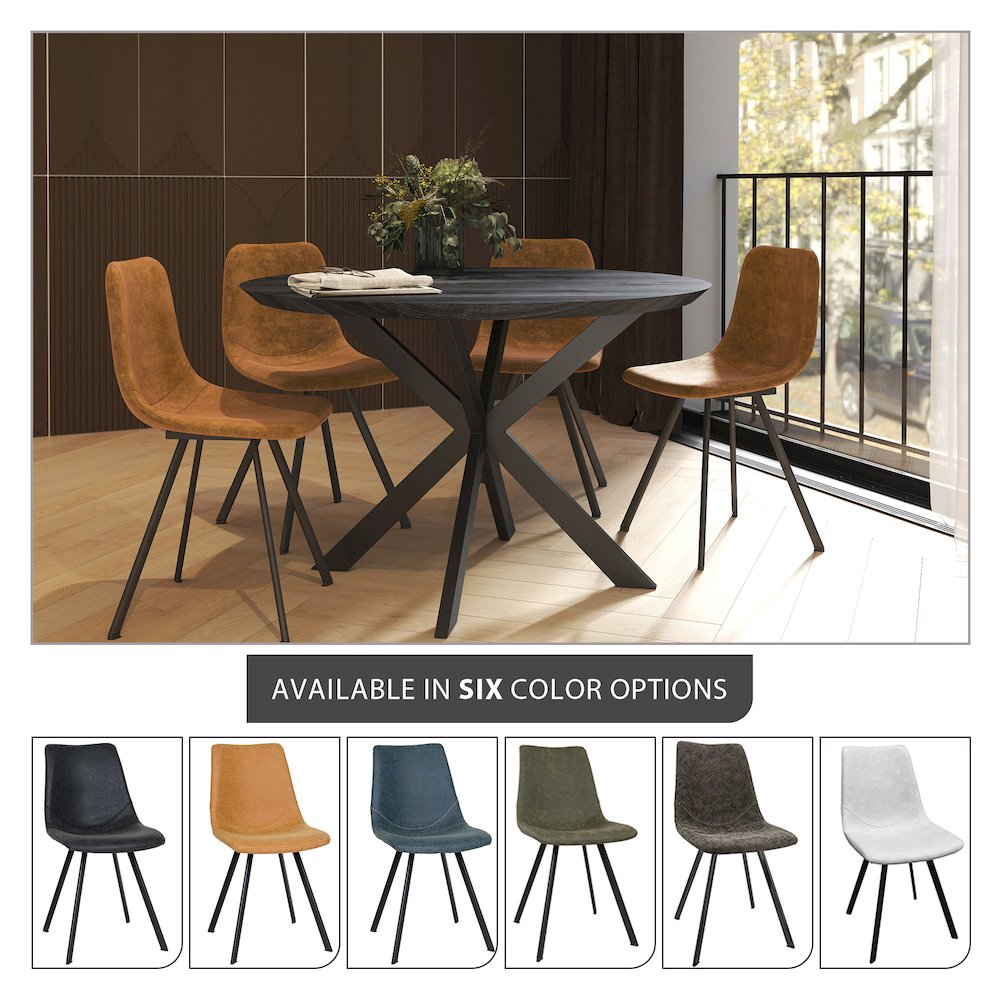 Markley Modern Leather Dining Chair With Metal Legs. Picture 29