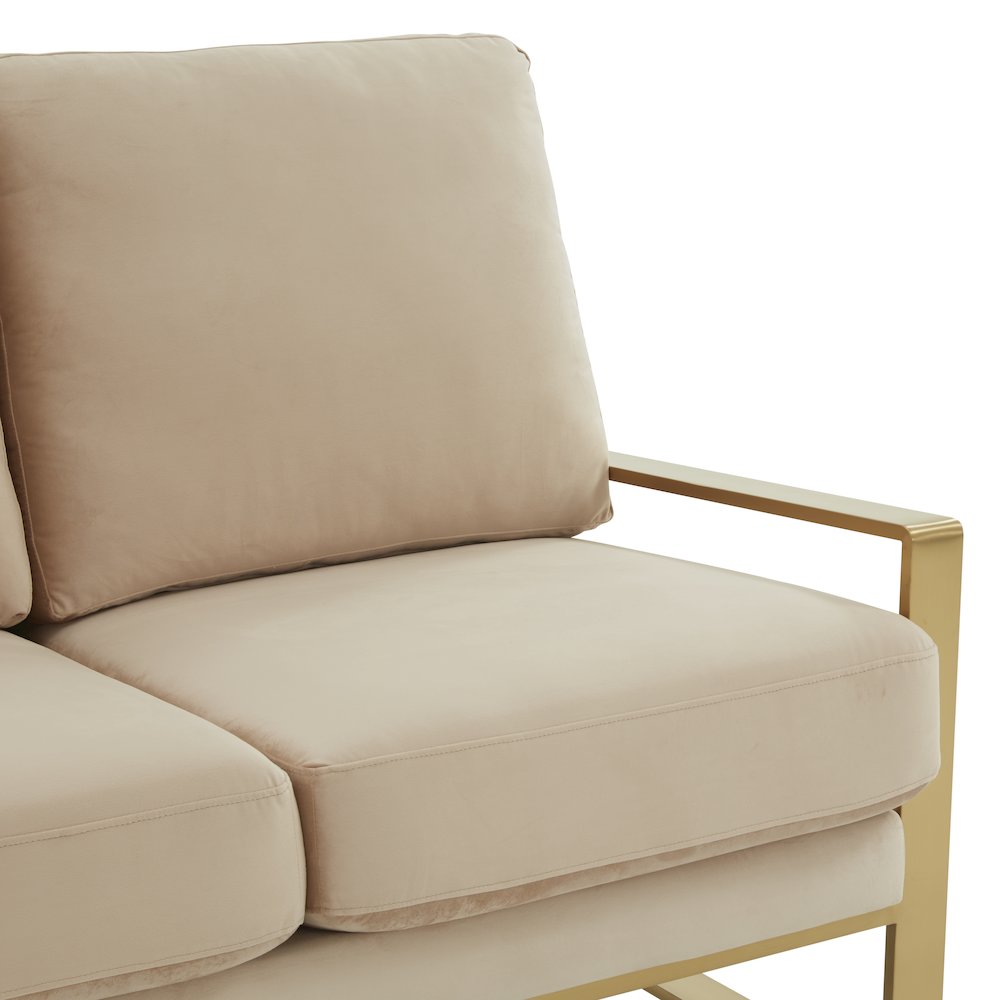 Jefferson Contemporary Modern Velvet Loveseat With Gold Frame. Picture 6